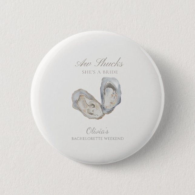 Aw shucks she’s a bride bachelorette 2 inch round button (Front)