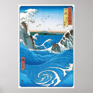Awa Province, Naruto Whirlpools by Ando Hiroshige Poster
