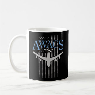 Awacs On Faded Us Flag Coffee Mug