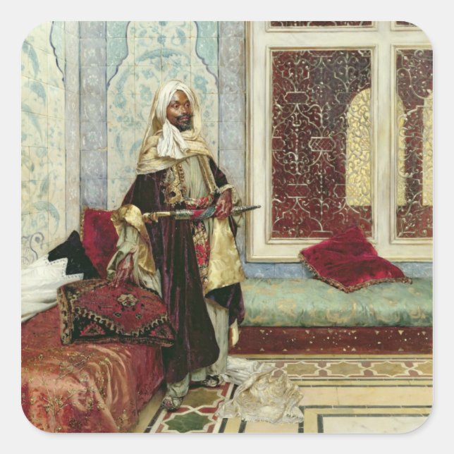 Awaiting an Audience (oil on panel) Square Sticker (Front)