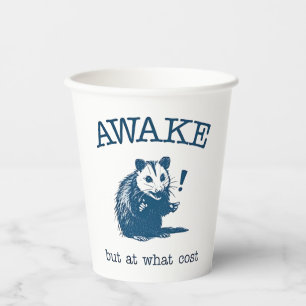 Awake But at What Coast Opposum Possum Retro Paper Cups