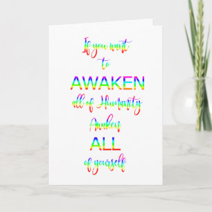 Awaken Rainbow Text Inspirational Humanity Quote Note Card