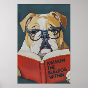 Awaken the Bulldog Whimsical Literary Wall Art for
