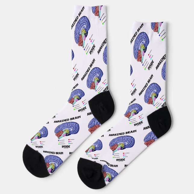 Awakened Brain Inside Brain Anatomy Geek Humour Socks (Left)
