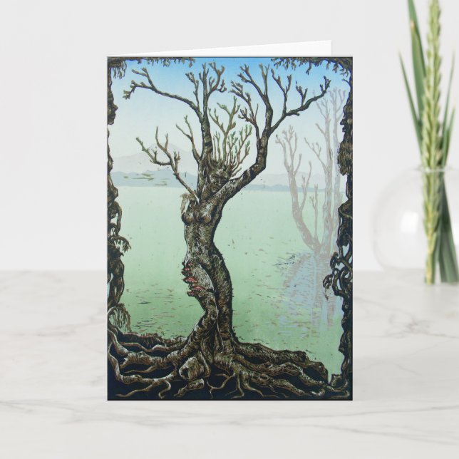Awakening Spring Fairy Dryad Fantasy Greeting Card (Front)