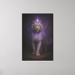 Awakening Violet Aura White Tiger – Mystic Energy Canvas Print