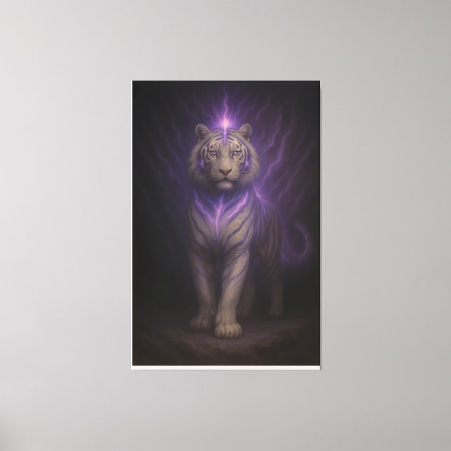 Awakening Violet Aura White Tiger – Mystic Energy  Canvas Print (Front)