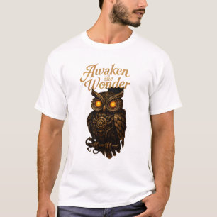 Awakening Wonder – Mechanical Owl Art T-Shirt