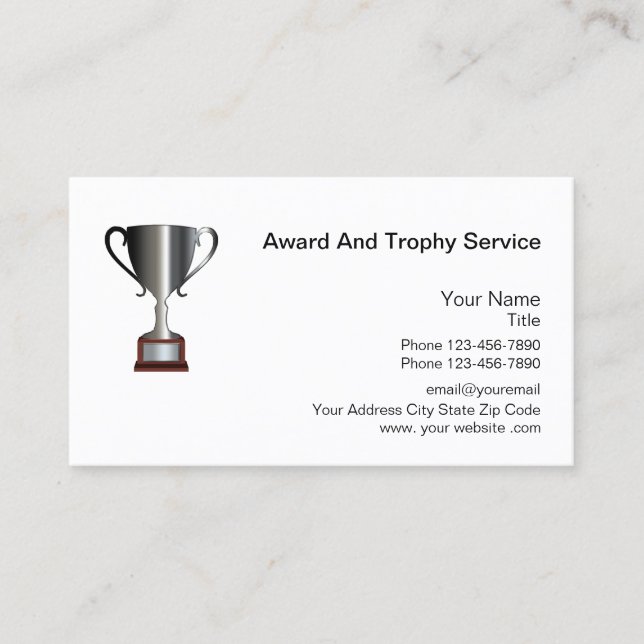 Award And Trophy Service Business Card (Front)