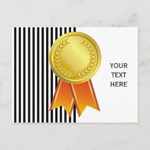 AWARD RIBBON gold I + your backgr. & text Postcard