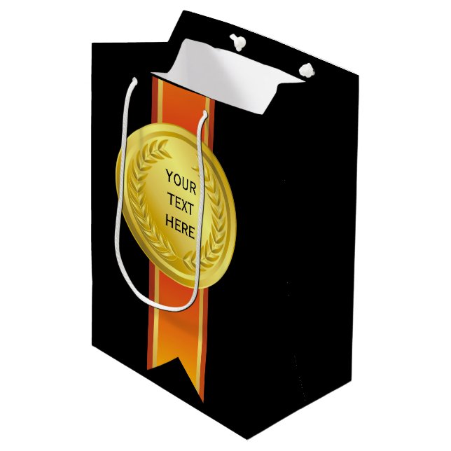 AWARD RIBBON gold II + your backgr. & text Medium Gift Bag (Front Angled)