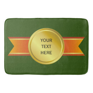 AWARD RIBBON gold III + your backgr. & text Bath Mat