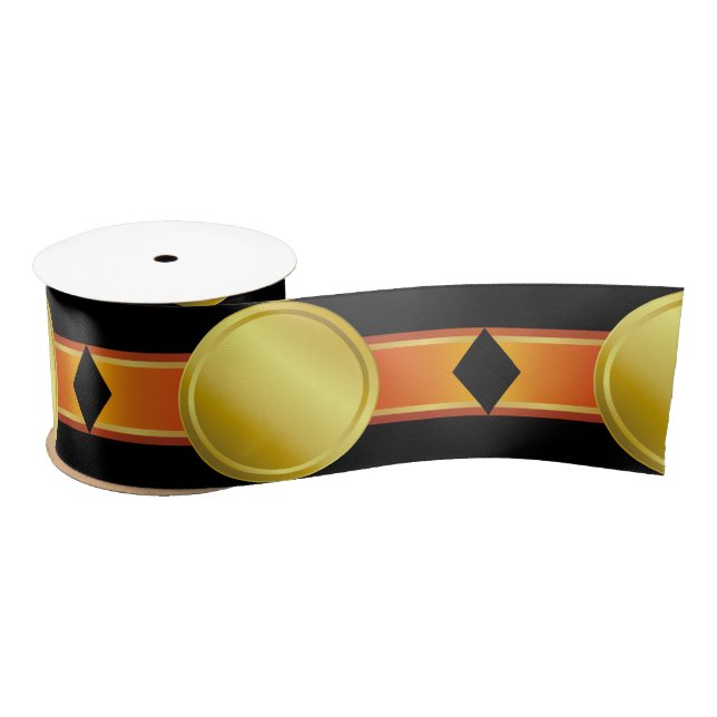 AWARD RIBBON gold III + your backgr. & text Satin Ribbon (Spool)