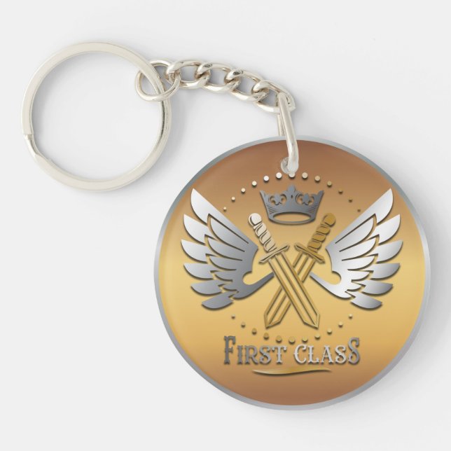 Award Winner Gold Silver Award Personalized NAME Keychain (Front)