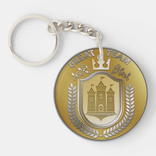 Award Winner Gold Silver Award Personalized NAME Keychain (Front)