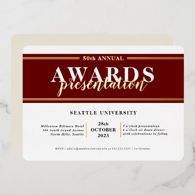AWARDS DINNER modern event simple burgundy gold (Front/Back)