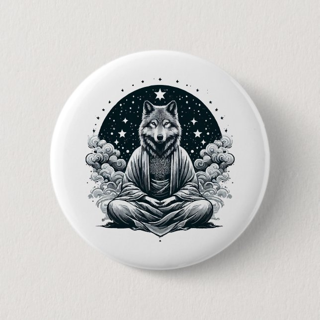 Aware Wolf 2 Inch Round Button (Front)