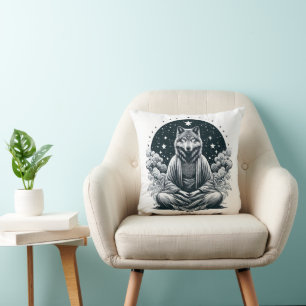 Aware Wolf Throw Pillow