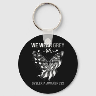 Awareness 4th July Grey Butterfly  Keychain