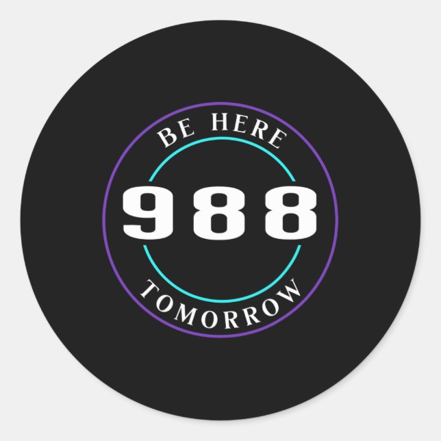 Awareness 988 - Suicide Prevention  Classic Round Sticker (Front)