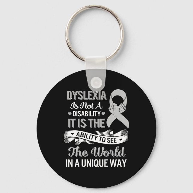 Awareness Ability See World Unique Not Disability  Keychain (Front)