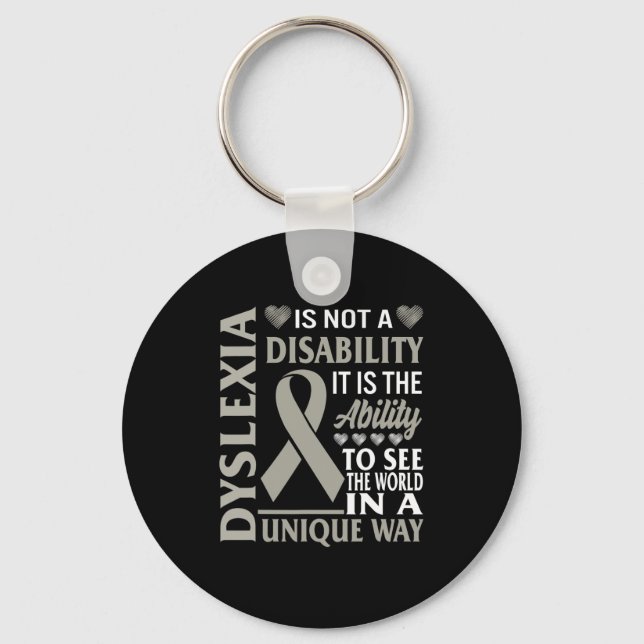 Awareness Ability See World Unique Not Disability  Keychain (Front)