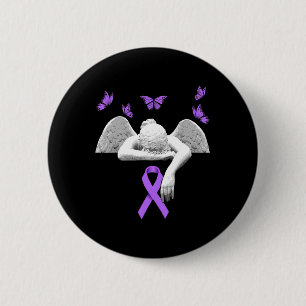 Awareness Angel Purple Ribbon Butterfly 2 Inch Round Button