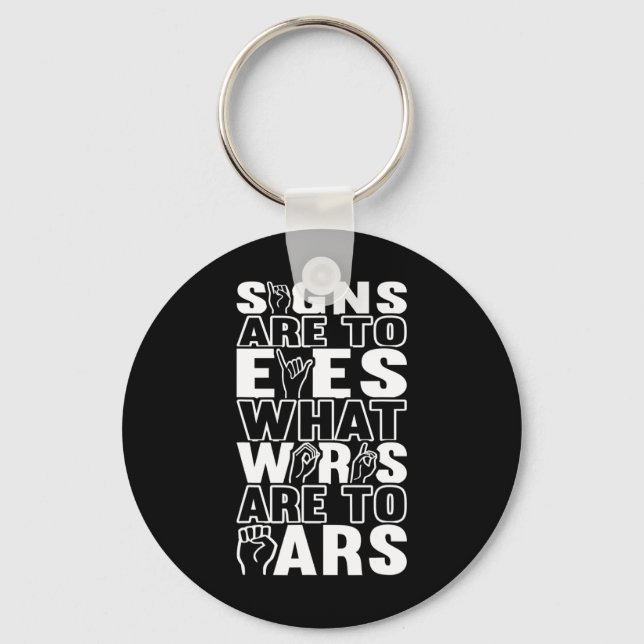 Awareness Asl Sign Language American Sign Language Keychain (Front)