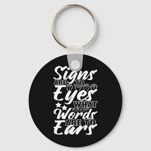 Awareness Asl Sign Language American Sign Language Keychain (Front)