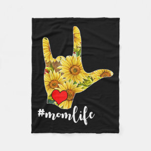 Awareness Asl Sign Language Sunflower I Love You M Fleece Blanket
