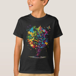 Awareness Autism Puzzle Pieces Colourful Tree Neur T-Shirt