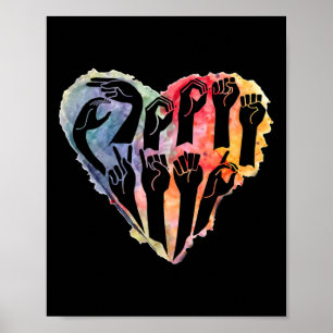 Awareness Be Kind Asl Heart Anti Bullying  Poster