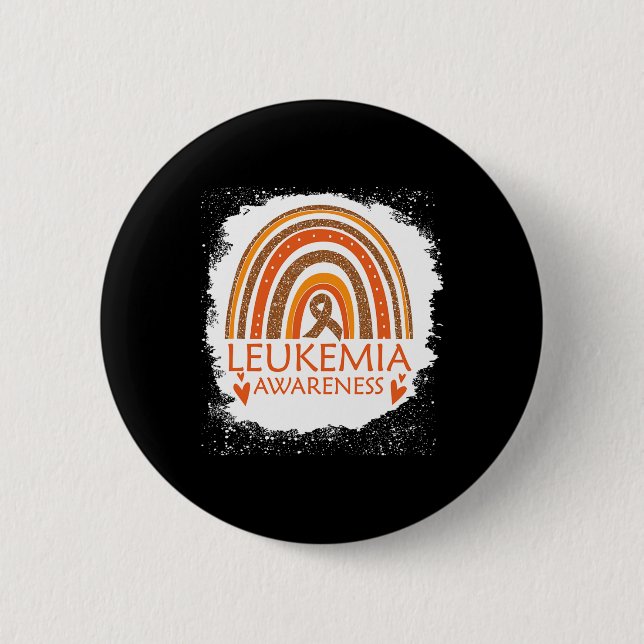 Awareness Bleached Rainbow Orange Ribbon Men  2 Inch Round Button (Front)