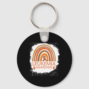 Awareness Bleached Rainbow Orange Ribbon Men Keychain