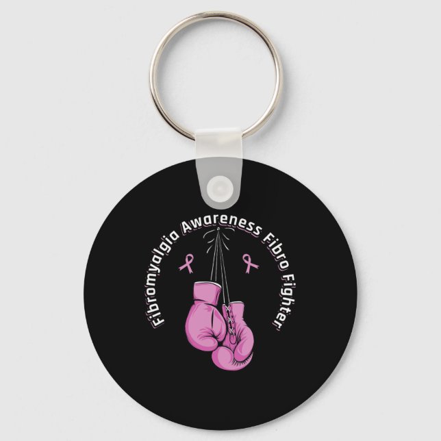 Awareness Boxing Gloves Fibro fighter  Keychain (Front)