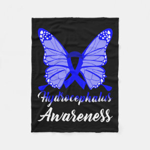 Awareness Butterfly Blue Ribbon Support Fleece Blanket