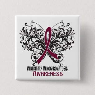 Awareness Butterfly Hereditary Hemochromatosis 2 Inch Square Button