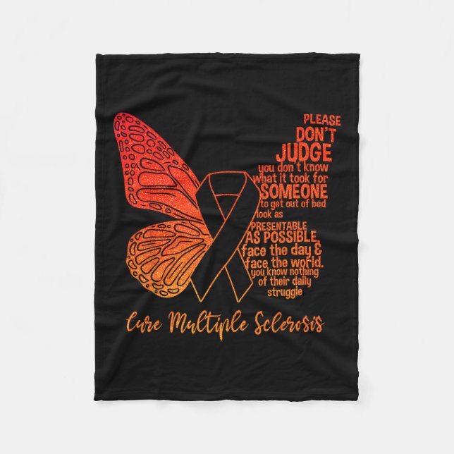 Awareness Butterfly Multiple Sclerosis Awareness  Fleece Blanket (Front)
