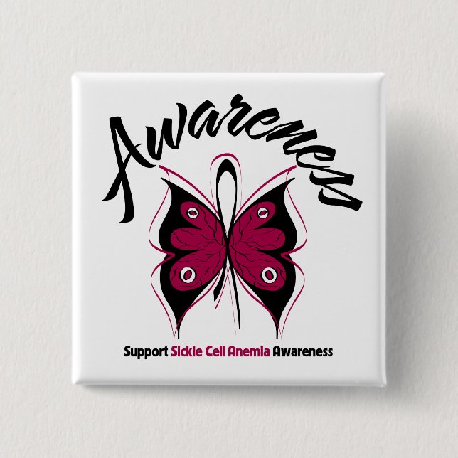 AWARENESS Butterfly Sickle Cell Anemia 2 Inch Square Button (Front)