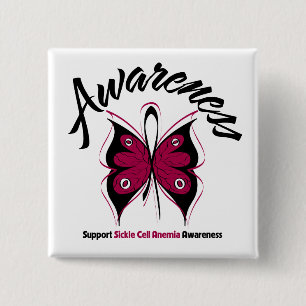 AWARENESS Butterfly Sickle Cell Anemia 2 Inch Square Button