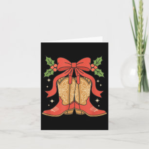 Awareness Cowboy Boots Christmas Breast Cancer Sup Card