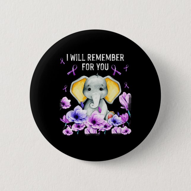 Awareness Cute Elephant I Will Remember For You 1  2 Inch Round Button (Front)