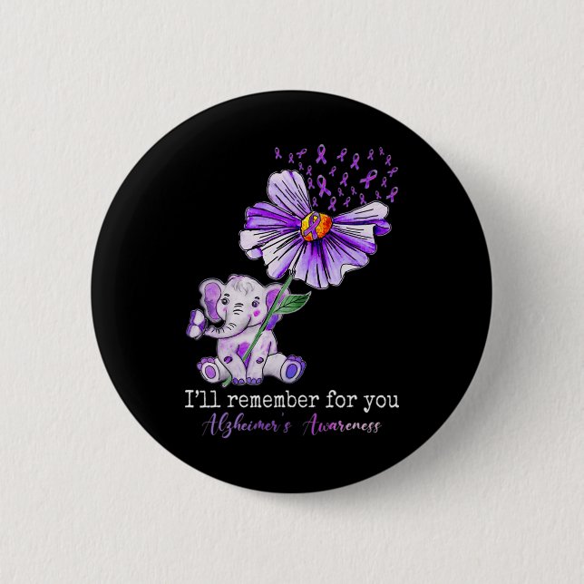 Awareness Cute Elephant I Will Remember For You 2  2 Inch Round Button (Front)