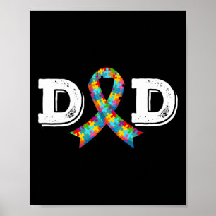 Awareness Dad Father Acceptance Diffirent Ribbon K Poster
