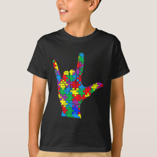 Awareness Day Autistic Child Asl Love Sign Languag T-Shirt