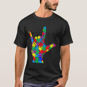 Awareness Day Autistic Child Asl Love Sign Languag T-Shirt