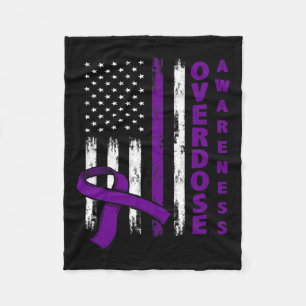 Awareness Day Usa American Flag Overdose Awareness Fleece Blanket