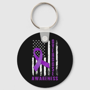 Awareness Day Usa American Flag Overdose Awareness Keychain