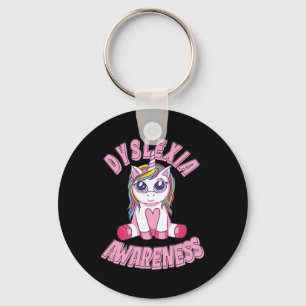 Awareness Dyslexic Awareness Big Eyes Unicorn  Keychain