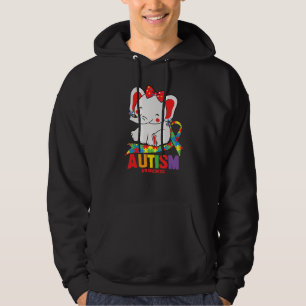 Awareness Elephant Mom Wearing Earrings Autism Hea Hoodie
